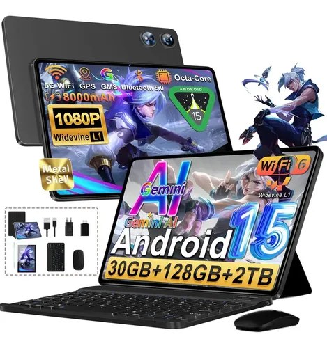 2026 Tablet 10 Android 15 Gemini Ai Tablet Com 30 Gb De Ram+128 Gb Rom/tf 2Tb, Octa-core 2,0 Ghz, 8000 Mah, 5g Wifi,Gms Widevine L1 Fhd, 8+5